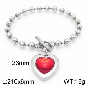 210X6MM Round Bead Chain Stainless Steel Bracelet Women's Party Colorful Stone Love Jewelry Silver Color - KB190577-Z