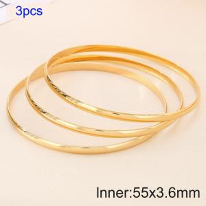 3pcs 55X3.6mm Women Gold-Plated Simple Stainless Steel Bangle Set - KB190780-GC