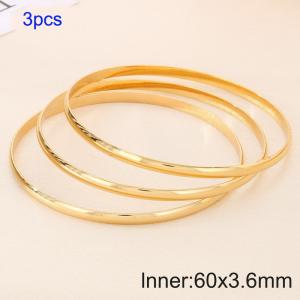 3pcs 60X3.6mm Women Gold-Plated Simple Stainless Steel Bangle Set - KB190781-GC