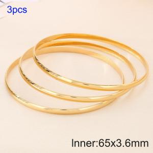3pcs 65X3.6mm Women Gold-Plated Simple Stainless Steel Bangle Set - KB190782-GC