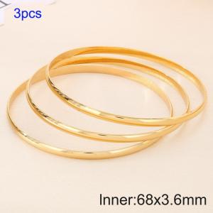 3pcs 68X3.6mm Women Gold-Plated Simple Stainless Steel Bangle Set - KB190783-GC