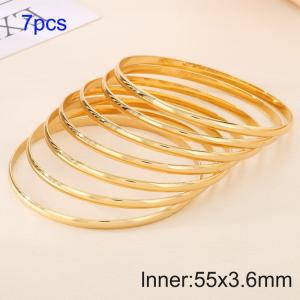 7pcs 55X3.6mm Women Gold-Plated Simple Stainless Steel Bangle Set - KB190784-GC