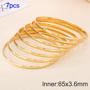 7pcs 65X3.6mm Women Gold-Plated Simple Stainless Steel Bangle Set - KB190786-GC