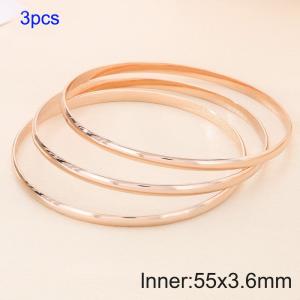 3pcs 55X3.6mm Women Rose Gold Simple Stainless Steel Bangle Set - KB190796-GC