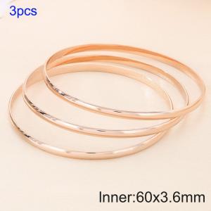 3pcs 60X3.6mm Women Rose Gold Simple Stainless Steel Bangle Set - KB190797-GC