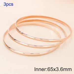 3pcs 65X3.6mm Women Rose Gold Simple Stainless Steel Bangle Set - KB190798-GC