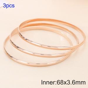 3pcs 68X3.6mm Women Rose Gold Simple Stainless Steel Bangle Set - KB190799-GC