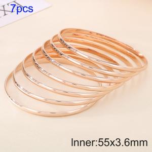 7pcs 55X3.6mm Women Rose Gold Simple Stainless Steel Bangle Set - KB190800-GC
