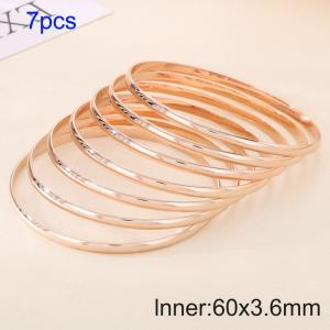 7pcs 60X3.6mm Women Rose Gold Simple Stainless Steel Bangle Set - KB190801-GC