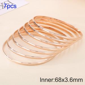 7pcs 68X3.6mm Women Rose Gold Simple Stainless Steel Bangle Set - KB190803-GC