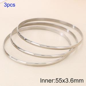 3pcs 55X3.6mm Women Simple Stainless Steel Bangle Set - KB190812-GC