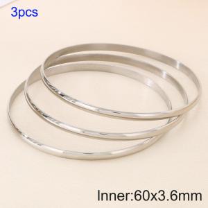 3pcs 60X3.6mm Women Simple Stainless Steel Bangle Set - KB190813-GC