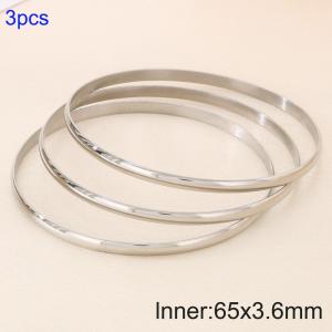 3pcs 65X3.6mm Women Simple Stainless Steel Bangle Set - KB190814-GC
