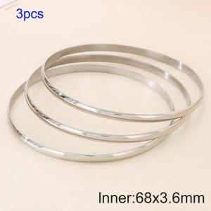 3pcs 68X3.6mm Women Simple Stainless Steel Bangle Set - KB190815-GC