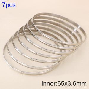 7pcs 65X3.6mm Women Simple Stainless Steel Bangle Set - KB190818-GC