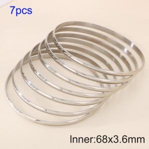 7pcs 68X3.6mm Women Simple Stainless Steel Bangle Set - KB190819-GC