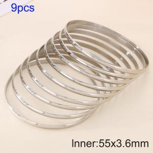 9pcs 55X3.6mm Women Simple Stainless Steel Bangle Set - KB190820-GC
