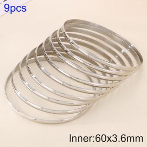 9pcs 60X3.6mm Women Simple Stainless Steel Bangle Set - KB190821-GC