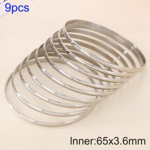 9pcs 65X3.6mm Women Simple Stainless Steel Bangle Set - KB190822-GC