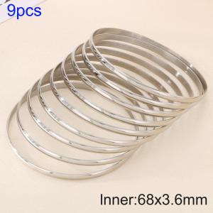 9pcs 68X3.6mm Women Simple Stainless Steel Bangle Set - KB190823-GC
