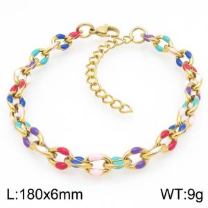 Stainless steel 180 × 6mm creative dopamine colored oil drop adhesive O-chain lobster buckle jewelry temperament gold bracelet - KB190829-Z