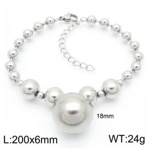 Fashion Stainless Steel Bracelet Beads Link Chain With Big Bead Silver Color - KB190835-Z