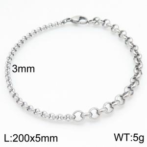 Fashion Stainless Steel Bracelet Steel Ring Link Chain Silver Color - KB190857-Z