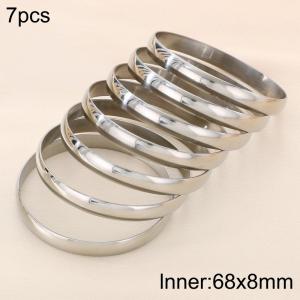 68x8mm Wholesale Jewelry Circle Smooth Bangle 7pcs A Set Non-fading Stainless Steel Bangles Set - KB191074-GC