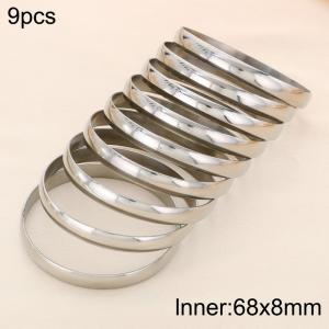 68x8mm Wholesale Jewelry Circle Smooth Bangle 9pcs A Set Non-fading Stainless Steel Bangles Set - KB191077-GC