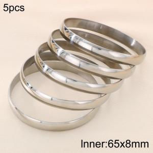 65x8mm Fashion Jewelry Circle Smooth Bangle 5pcs A Set Non-fading  Stainless Steel Bangles Set - KB191102-GC