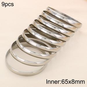 65x8mm Fashion Jewelry Circle Smooth Bangle 9pcs A Set Non-fading  Stainless Steel Bangles Set - KB191103-GC