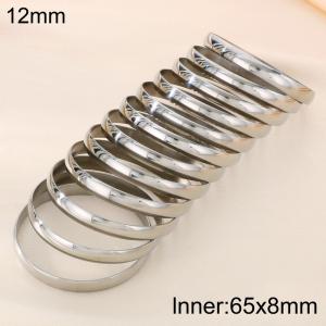 65x8mm Fashion Jewelry Circle Smooth Bangle 12pcs A Set Non-fading  Stainless Steel Bangles Set - KB191104-GC