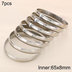 65x8mm Fashion Jewelry Circle Smooth Bangle 7pcs A Set Non-fading  Stainless Steel Bangles Set - KB191108-GC