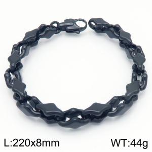 Vintage Shiny Black Skeleton Stainless Steel Men's Bracelet - KB191701-KFC