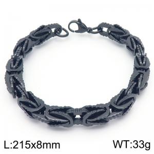 European and American fashion personality stainless steel 215 × 8mm special chain lobster buckle domineering black bracelet - KB191733-Z