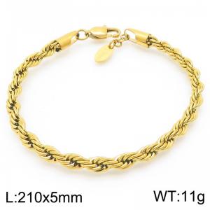 Fashion simple stainless steel 5mm Fried Dough Twists chain bracelet with heart-shaped tail tag - KB191939-Z