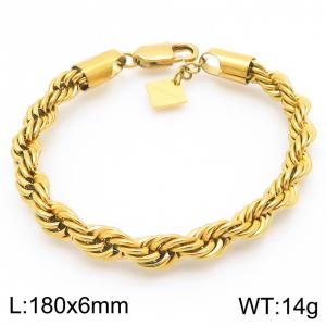 Fashion simple stainless steel 6mm Fried Dough Twists chain bracelet with heart-shaped tail tag - KB191941-Z