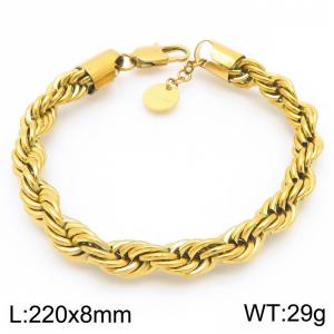 Fashion simple stainless steel 8mm Fried Dough Twists chain bracelet with heart-shaped tail tag - KB191943-Z