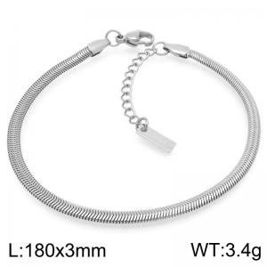 Fashionable and minimalist stainless steel 3mm flat snake chain bracelet with square tail tag - KB191948-Z