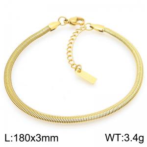 Fashionable and minimalist stainless steel 3mm flat snake chain bracelet with square tail tag - KB191949-Z