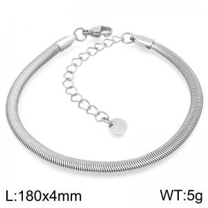 Fashionable and minimalist stainless steel 4mm flat snake chain bracelet - KB191950-Z