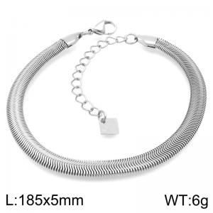 Fashionable and minimalist stainless steel 5mm flat snake chain bracelet - KB191952-Z