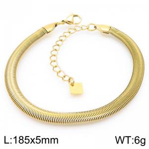 Fashionable and minimalist stainless steel 5mm flat snake chain bracelet - KB191953-Z