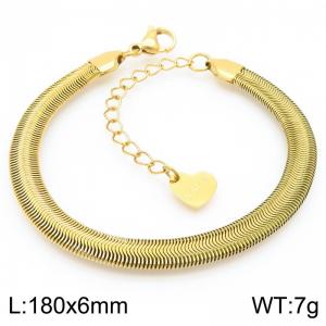 Fashionable and minimalist stainless steel 6mm flat snake chain bracelet - KB191955-Z