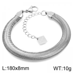 Fashionable and minimalist stainless steel 8mm flat snake chain bracelet - KB191956-Z