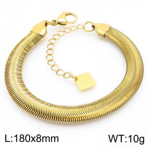 Fashionable and minimalist stainless steel 8mm flat snake chain bracelet - KB191957-Z