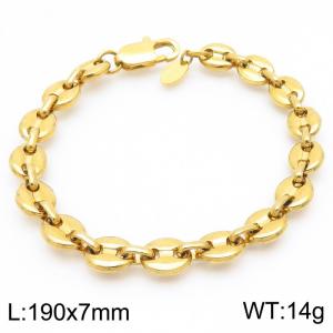 Stylish and minimalist stainless steel 7mm pig nose chain bracelet - KB191964-Z