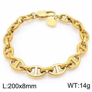 Fashionable and minimalist stainless steel 8mm pig nose chain bracelet - KB191967-Z