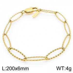 Fashionable and minimalist oval square chain stainless steel bracelet with indentation - KB192039-Z