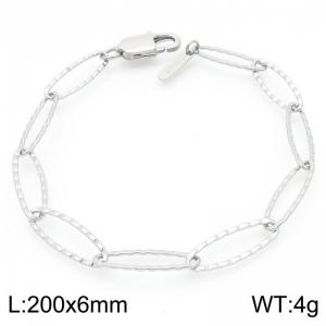 Fashionable and minimalist oval square chain stainless steel bracelet with indentation - KB192040-Z